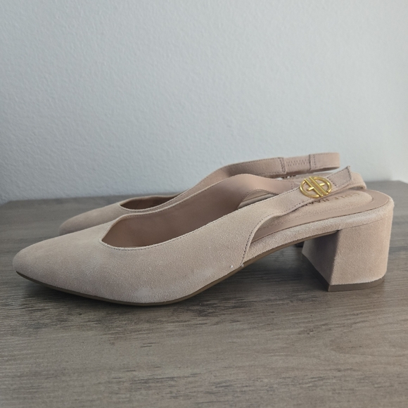 Cole Haan The Go-To Slingback Pump 45 mm Suede Beige Size 10B Defect Mild Scuffs - Picture 7 of 12
